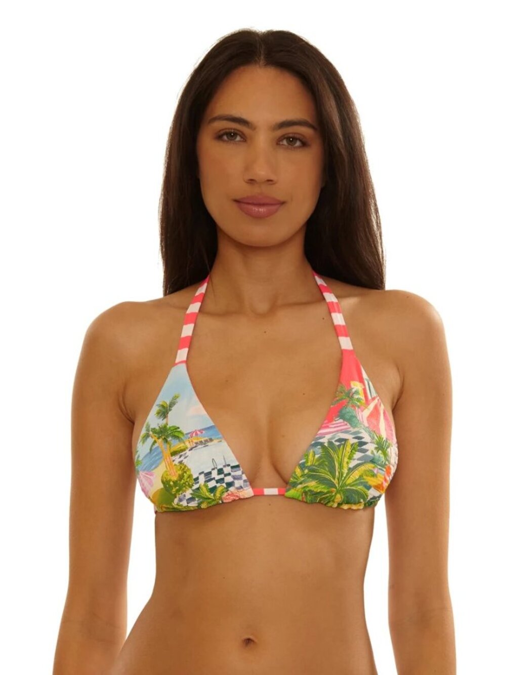 Becca Swim Reversible Miami Beach Print Triangle Top in sizes Small and D-Cup